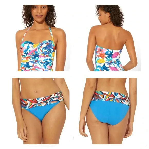 Bleu Rod Beattie A Place In The Sun Twist Front Tankini Top and Bottom Size 14 - Picture 1 of 12
